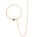 Red Centric White Beaded Nose Ring (Nath)