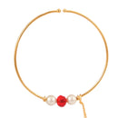 Red Centric White Beaded Nose Ring (Nath) - BRISHNI