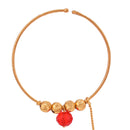 Red Drop Golden Balls Nose Ring (Nath) - BRISHNI