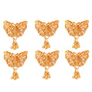 Set of 6 Small Projapoti Khopar Hair Pins, gold plated with butterfly design, ideal for stylish hair accessories.